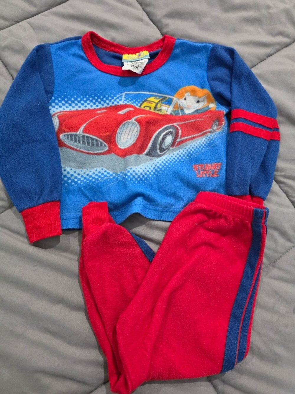 Vintage Stuart Little 24 months/2T Toddler Fleece Pajama Set Red Blue 2-Piece - Picture 2 of 7